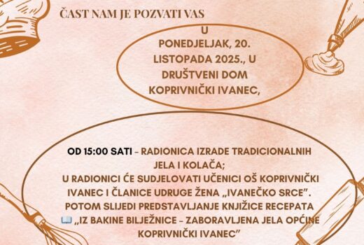 Predstavljanje knjižice recepata “Iz bakine bilježnice – zaboravljena jela općine Koprivnički Ivanec”