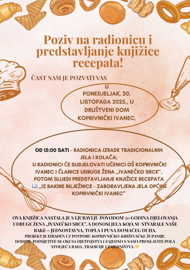 Predstavljanje knjižice recepata “Iz bakine bilježnice – zaboravljena jela općine Koprivnički Ivanec”