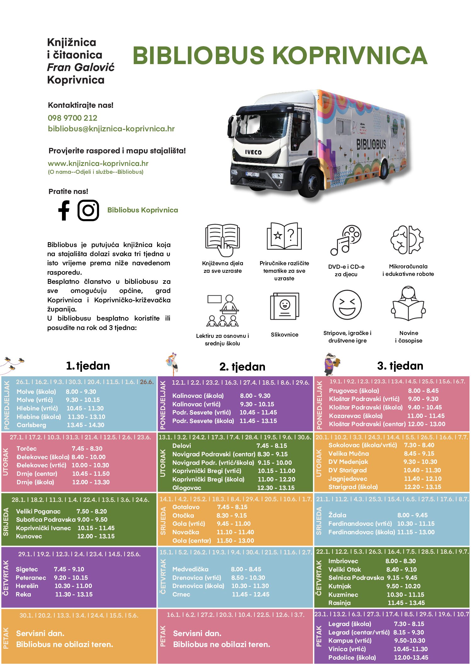 Bibliobus – raspored stajališta