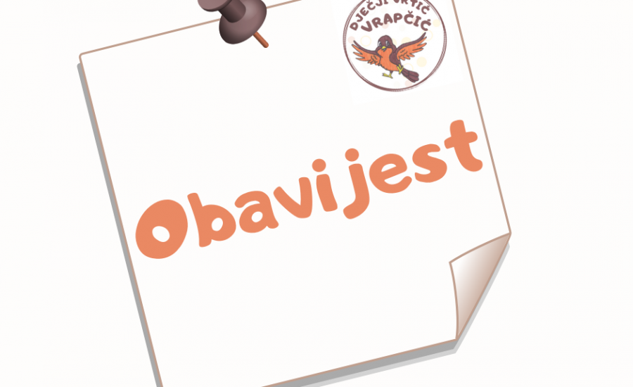 Obavijest dječjeg vrtića Vrapčić o upisu u Kraći program predškole