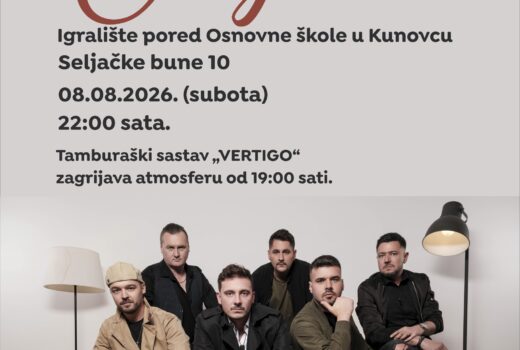 Koncert glazbenog sastava “MEJAŠI” dana 08.08.2026. godine u Kunovcu
