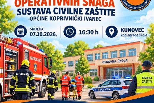 Pokazna vježba sustava civilne zaštite „Kunovec 2026.“ biti će održana u središnjem dijelu Kunovca u srijedu, 07. listopada 2026. godine s početkom u 16:30 sati