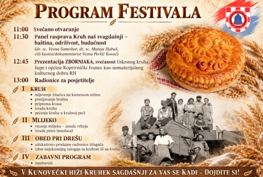 1. festival kruha u organizaciji Kunovečkih čuvara baštine – 17. listopada 2026. godine od 11:00 sati u Vatrogasnom domu Kunovec